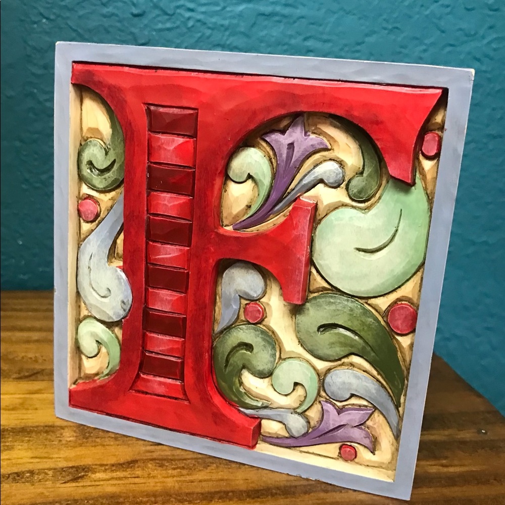 Jim Shore Enesco Monogram Hand painted Letter F